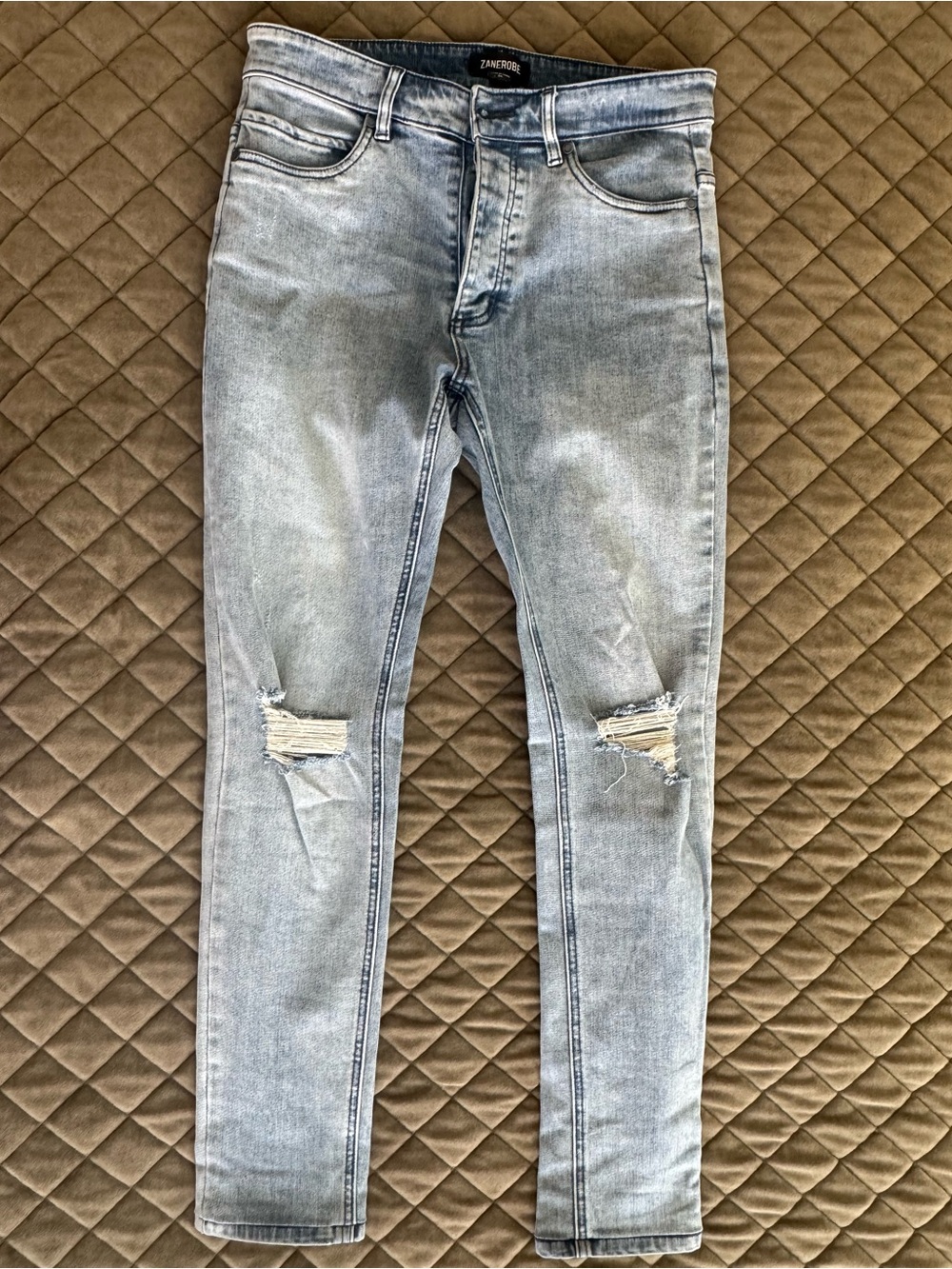 Zanerobe Light Wash Skinny Distressed Stretch Jeans Size 30